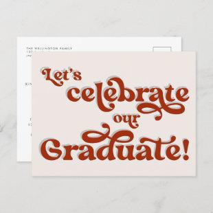 Red Retro Inspired Typography Graduation Party Inv Postcard