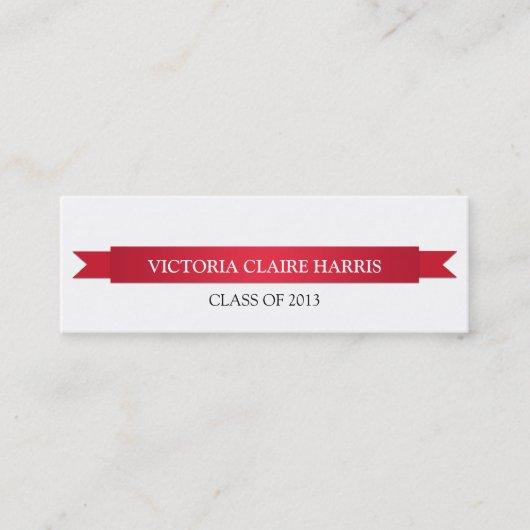 Red ribbon banner student graduation name card