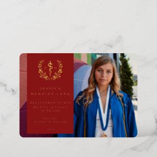 Red RN Asclepius Graduation Photo Announcement