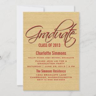 Red Rustic Script Graduation Invite