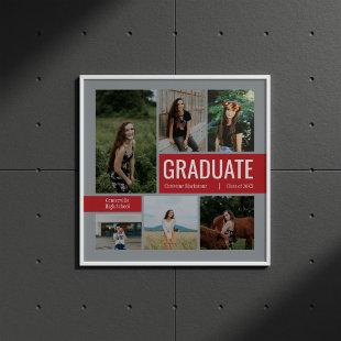 Red & Silver 6 Photo Graduation Poster