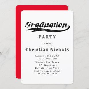Red Sports Typography Graduation Party  Invitation