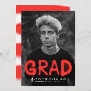 Red Spray Paint Typography Photo Graduation Announcement