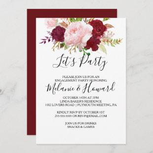Red Tropical and Romantic Let's Party Invitation