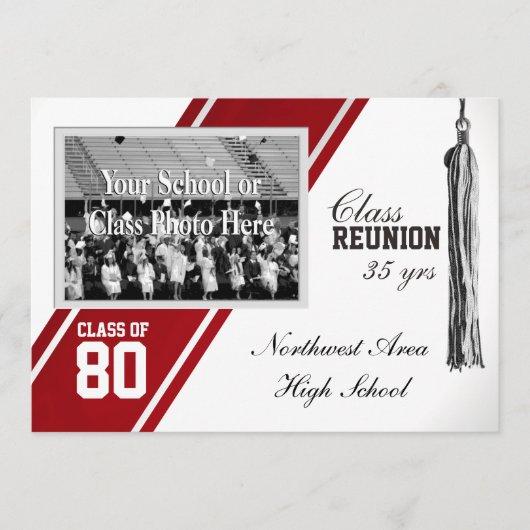 Red Varsity Stripe with Photo Class Reunion Invitation