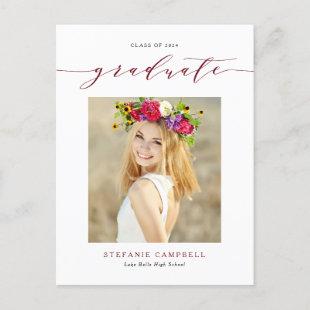 Red Whimsical Script Class of 2023 Graduation Postcard