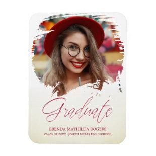 Red Whimsical Script Typography Graduation School Magnet