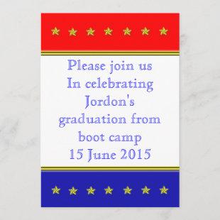 Red, white and blue graduation invitation