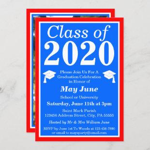 Red White Blue Class of 2023 Graduation Photo Invitation