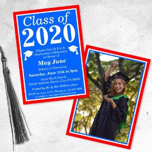 Red White Blue Class of 2024 Graduation Photo Invitation