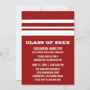 Red/White Bold Stripe Graduation Invite
