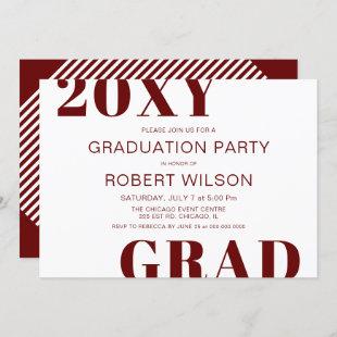 Red White Bold Typography Graduation Party  Invita Invitation