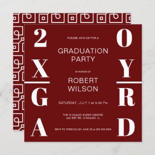 Red White Bold Typography Graduation Party Invitation