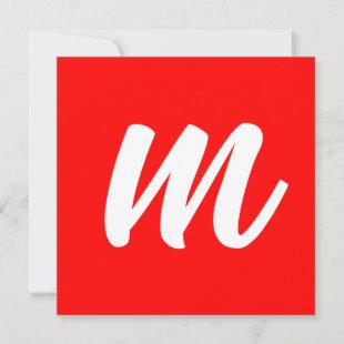 Red White Calligraphy Monogram Initial Letter