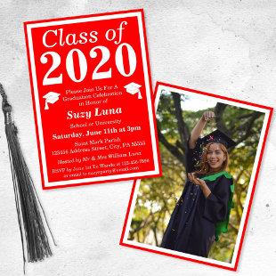 Red White Class of 2024 Graduation Photo Invitation