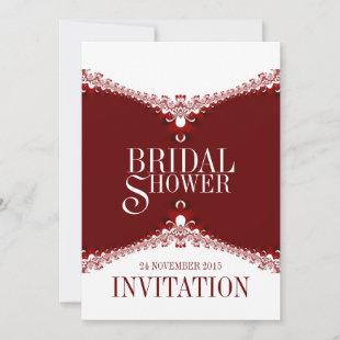 Red White Elegant Lace Bridal Shower Invitations