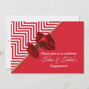 Red white engagement anniversary PERSONALIZE Invitation
