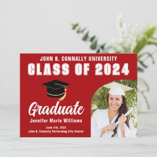 Red White Graduate Custom 2024 Graduation Party Announcement
