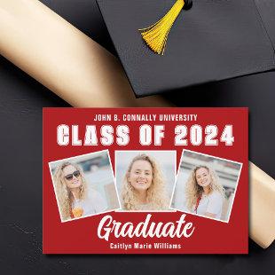 Red White Graduation Photo Collage 2024 Graduate Announcement