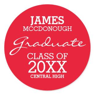 Red & White Personalized Graduation Stickers