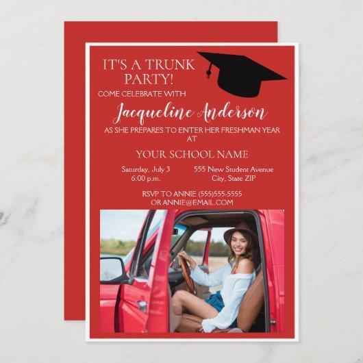 Red White Photo College Trunk Party Invitation