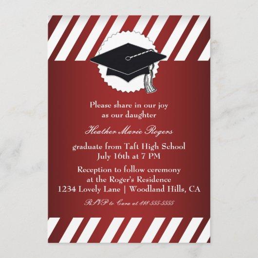 Red White Striped Graduation Inivitation Invitation