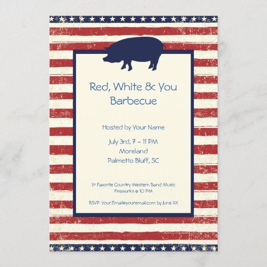 Red, White & You 4th July Barbecue Bday Invitation