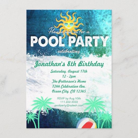 Refreshing Pool Party Birthday Invitation