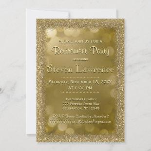 Retirement Party | Modern Gold Bokeh Glitter Invitation