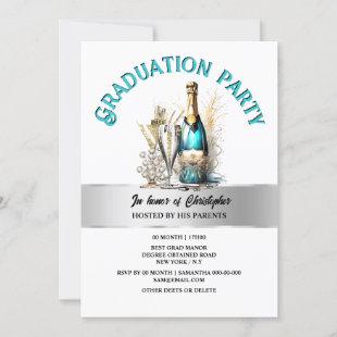 Retirement sparkling wine bubbly formal party invitation