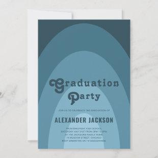 Retro Arc Graduation Party Blue Invitation