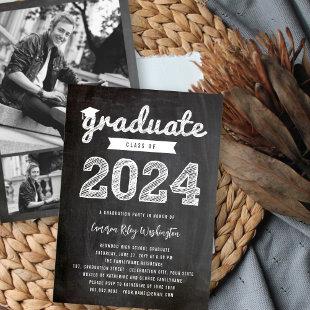 Retro Chalkboard Class Of 2024 Graduation Party Invitation