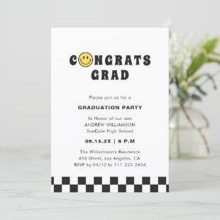 Retro Checkered  Graduation Invitation