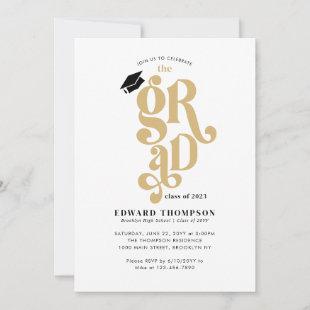 Retro Class of 2023 GRAD Graduate Graduation Party Invitation