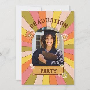 Retro  Floral Groovy Graduation Invitations