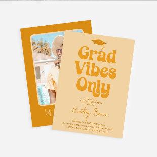 Retro Grad Vibes Only Graduation Party Invitation