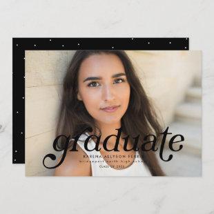 Retro graduate one-photo black & white graduation announcement