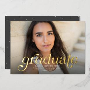 Retro graduate one-photo personalized graduation foil invitation