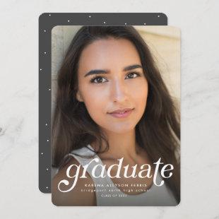 Retro  graduate one-photo vertical graduation announcement