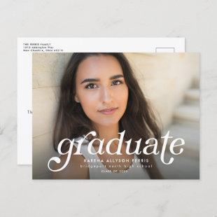 Retro graduate simple graduation invitation postcard