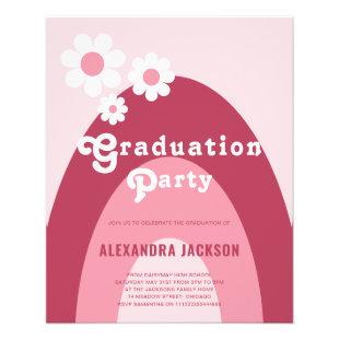 Retro Graduation Party Daisy Pink Budget Flyer