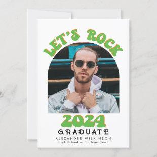 Retro Groovy Fun Script Simple Photo Graduation Invitation