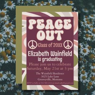 Retro Groovy Graduation - Peace Out Invitation