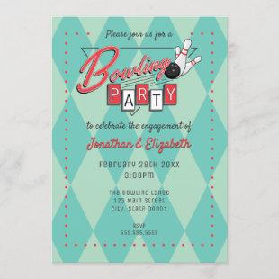 Retro Logo Bowling Party Invitation