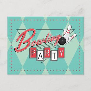 Retro Logo Bowling Party Postcard
