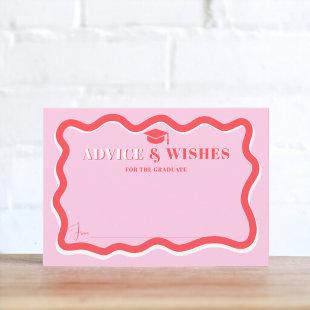 Retro pink curve squiggle wavy advice graduation enclosure card