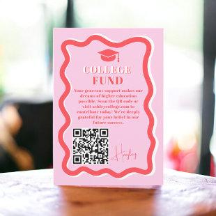 Retro pink curve squiggle wavy fund graduation enclosure card