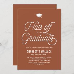 Retro Script Red & Gray Diagonal Graduation Party Invitation