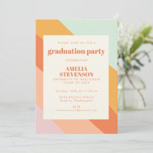 Retro Summer Abstract Stripes Graduation Party Invitation