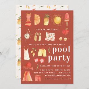 Retro Summer | Pool Party Invitation